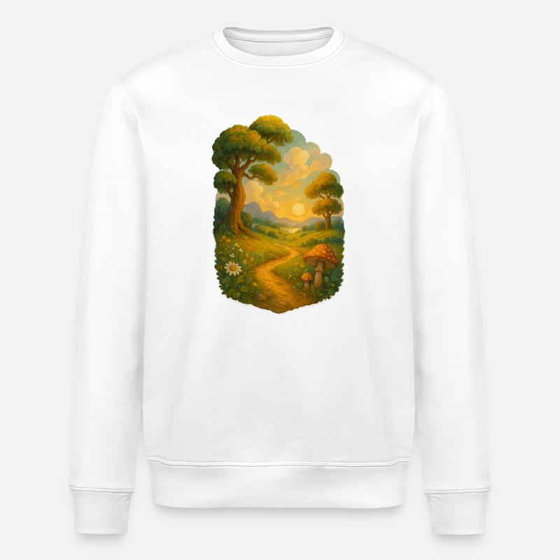 Märchenpfad im Sonnenlicht - Stanley/Stella Unisex Bio-Sweatshirt ROLLER - Weiß