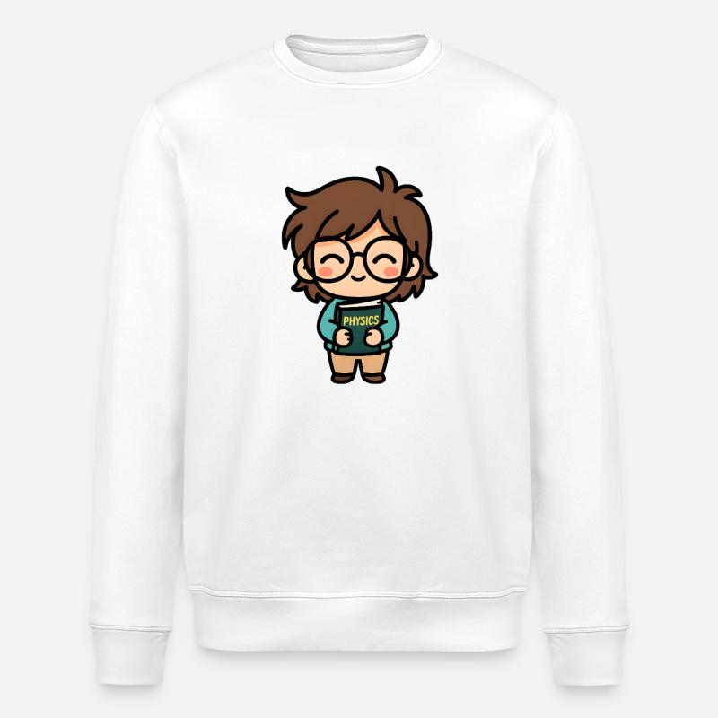 Kleiner Physikheld mit Buch - Stanley/Stella Unisex Bio-Sweatshirt ROLLER - Weiß