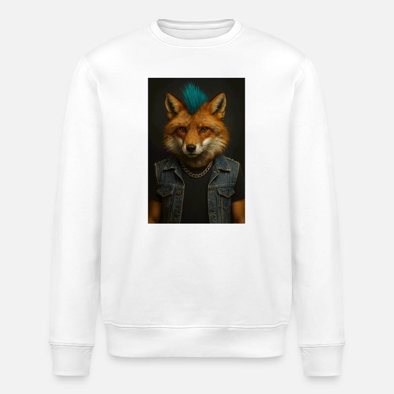 Punkfuchs Denim-Weste - Stanley/Stella Unisex Bio-Sweatshirt ROLLER - Weiß