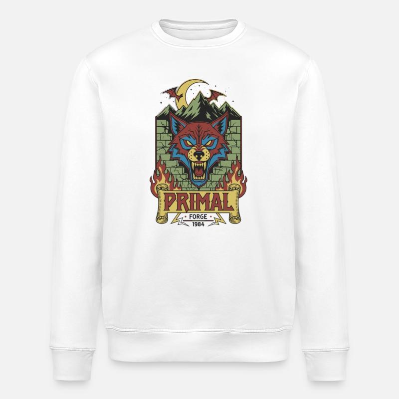 Primal Wolf Forge 1984 - Stanley/Stella ROLLER Unisex Organic Sweatshirt - white