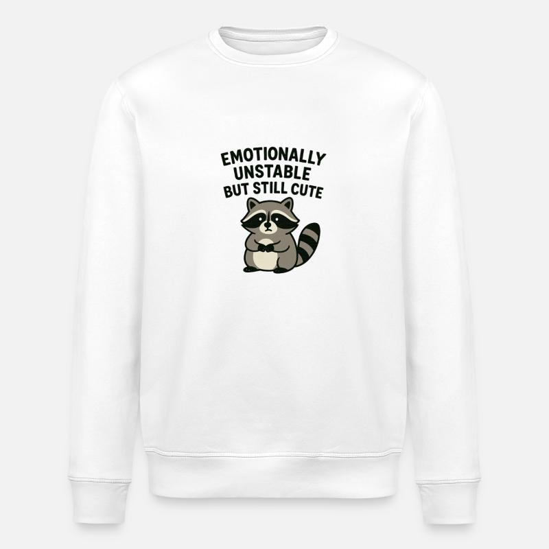 Émotionnel raton laveur mignon chaotique drôle - Sweat bio ROLLER Stanley/Stella Unisexe - blanc