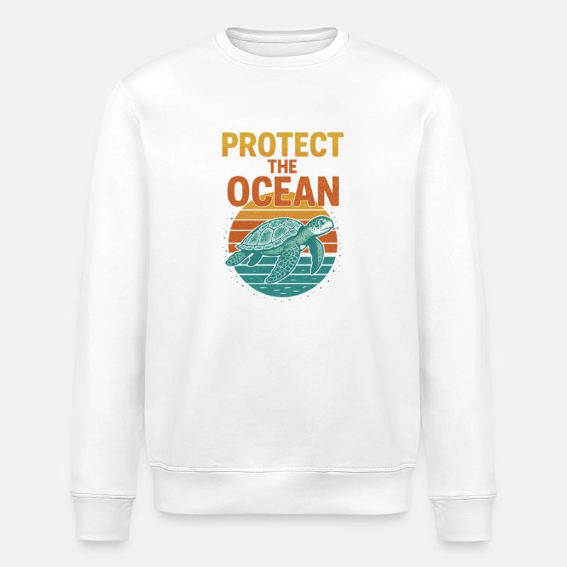 Schütze das Meer Schildkröte - Stanley/Stella Unisex Bio-Sweatshirt ROLLER - Weiß