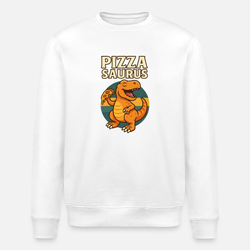 Pizza Saurus Dino with pizza - Stanley/Stella ROLLER Unisex Organic Sweatshirt - white