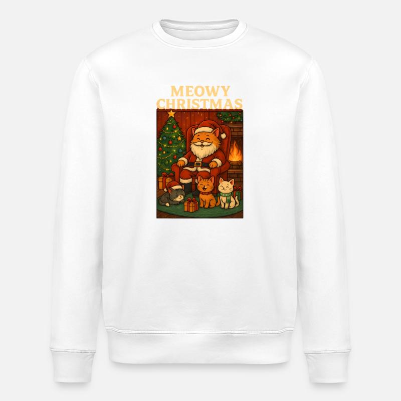 Weihnachtskater und die Weihnachtskätzchen - Stanley/Stella Unisex Bio-Sweatshirt ROLLER - Weiß