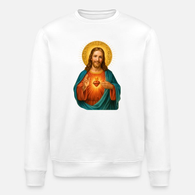 Heiliger Herzens Jesus Illustration - Stanley/Stella Unisex Bio-Sweatshirt ROLLER - Weiß
