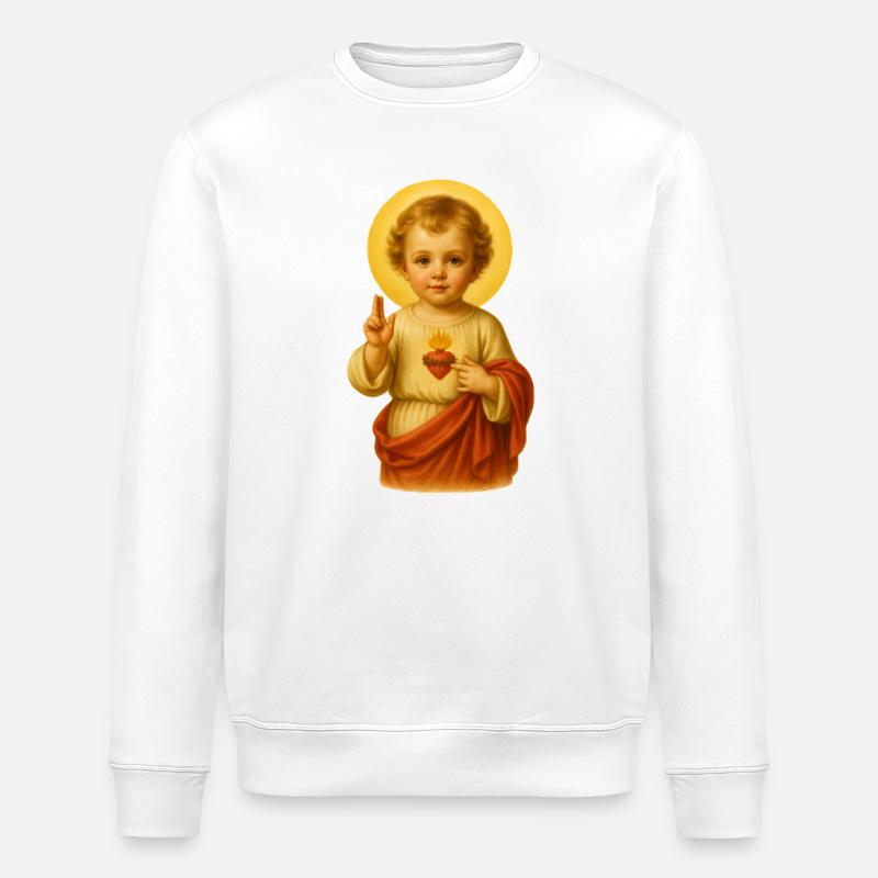 Jesuskind mit Heiligenschein - Stanley/Stella Unisex Bio-Sweatshirt ROLLER - Weiß