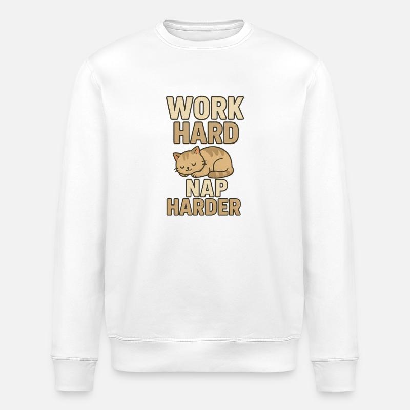 Work Hard Nap Harder - Stanley/Stella ROLLER Unisex Organic Sweatshirt - white