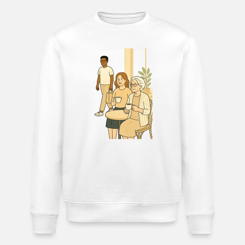 Générations de l’heure du café - Sweat bio ROLLER Stanley/Stella Unisexe - blanc