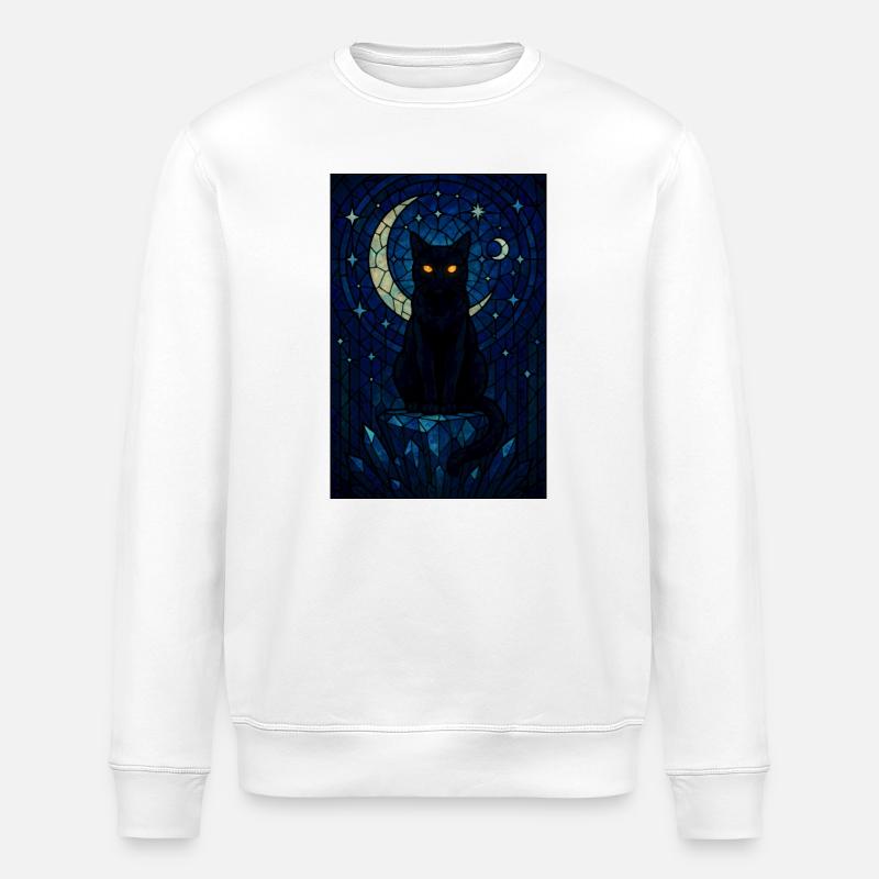 Moonlit Night Cat Magic - Stanley/Stella ROLLER Unisex Organic Sweatshirt - white