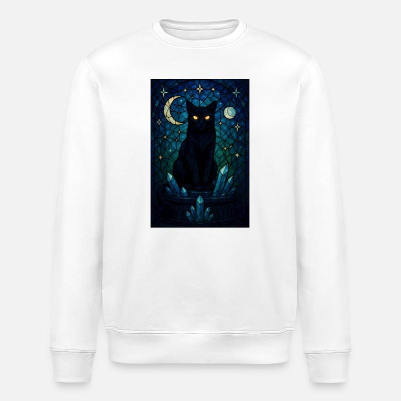 Mitternachtskatze Kristallprisma - Stanley/Stella Unisex Bio-Sweatshirt ROLLER - Weiß