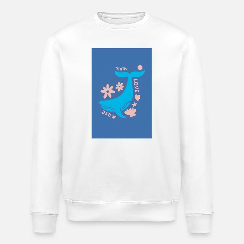 Walschwanz Blumige Liebe - Stanley/Stella Unisex Bio-Sweatshirt ROLLER - Weiß