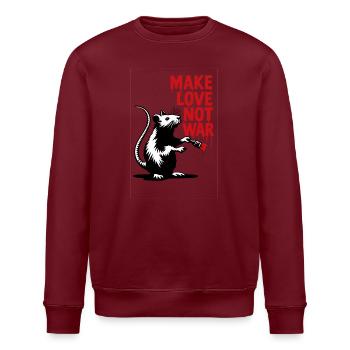 Ratte mit rotem Text Liebe statt Krieg - Stanley/Stella Unisex Bio-Sweatshirt ROLLER - Weiß - Vorne - Nik (191cm)