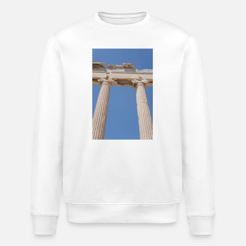 Ancient columns under blue sky, Acropolis - Stanley/Stella ROLLER Unisex Organic Sweatshirt - white