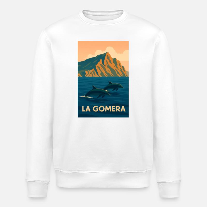 La Gomera Delfine - Stanley/Stella Unisex Bio-Sweatshirt ROLLER - Weiß