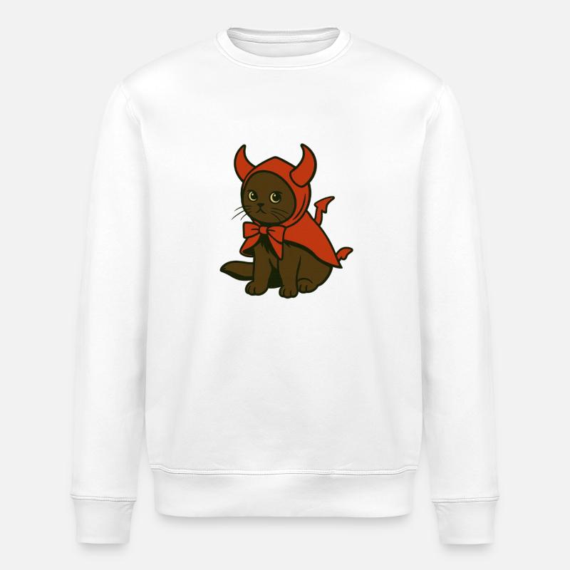 Kitten in red devil costume - Stanley/Stella ROLLER Unisex Organic Sweatshirt - white