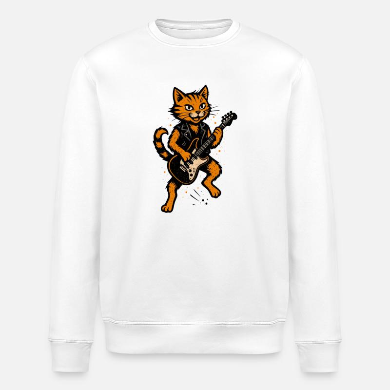 Orange Katze macht krach - Stanley/Stella Unisex Bio-Sweatshirt ROLLER - Weiß