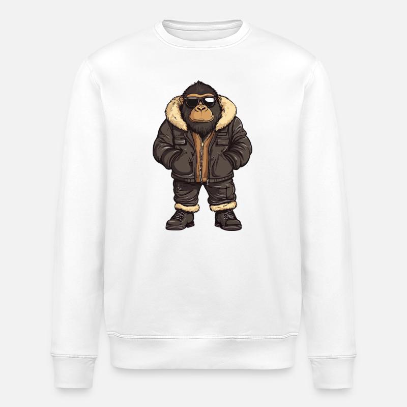 Gorilla Cool Winter - Sweat bio ROLLER Stanley/Stella Unisexe - blanc