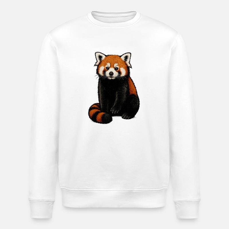 Red Panda Cuddle Illustration - Stanley/Stella ROLLER Unisex Organic Sweatshirt - white