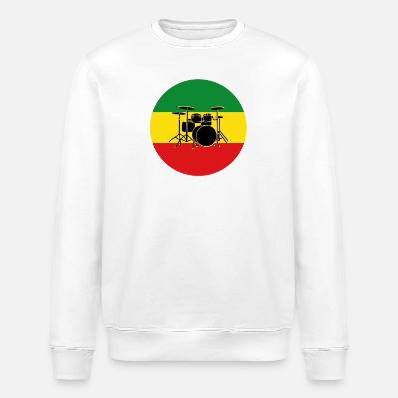 Reggae-Trommeln Silhouette - Stanley/Stella Unisex Bio-Sweatshirt ROLLER - Weiß