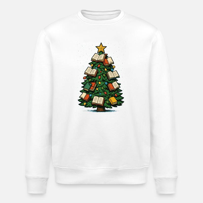 Bücherbaum Weihnachtsschmuck Weihnachtsbaum - Stanley/Stella Unisex Bio-Sweatshirt ROLLER - Weiß