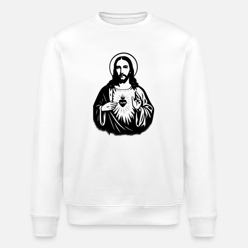 Heiliges Herz Jesus Icon - Stanley/Stella Unisex Bio-Sweatshirt ROLLER - Weiß