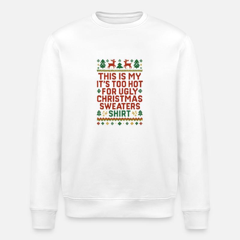 Chemise pull de Noël moche - Sweat bio ROLLER Stanley/Stella Unisexe - blanc