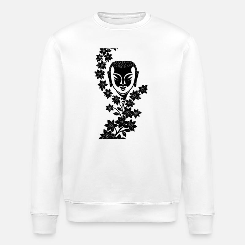 Buddha mit Blumenkranz--Soul  - Stanley/Stella Unisex Bio-Sweatshirt ROLLER - Weiß