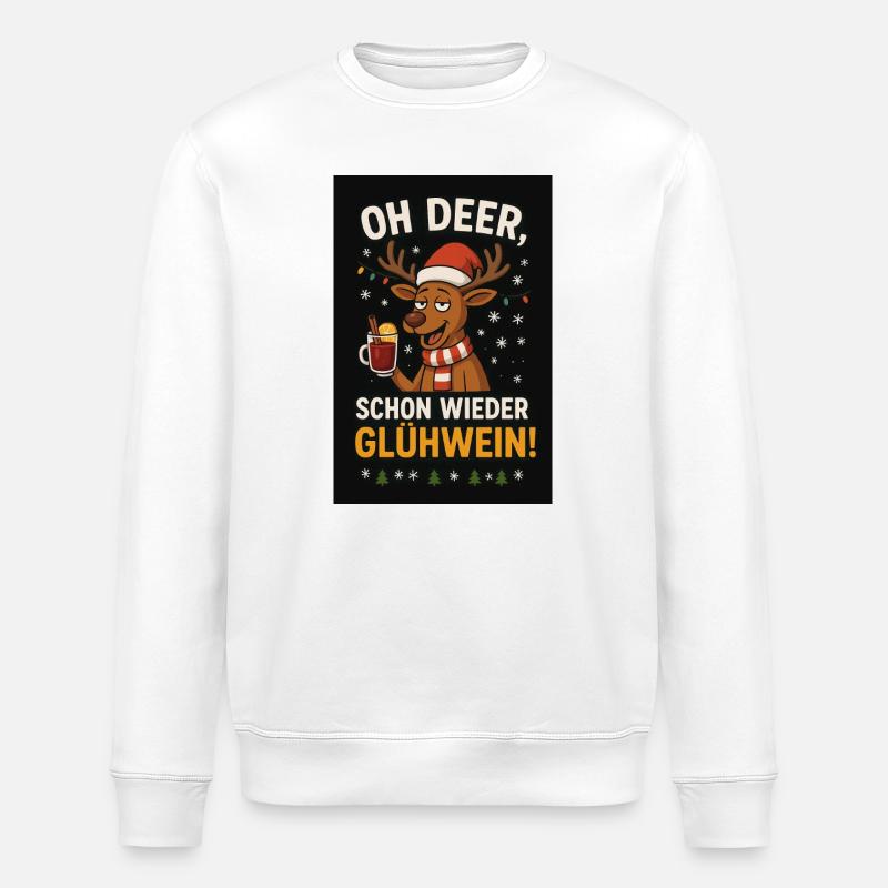 Oh Deer Mulled Wine Again - Stanley/Stella ROLLER Unisex Organic Sweatshirt - white