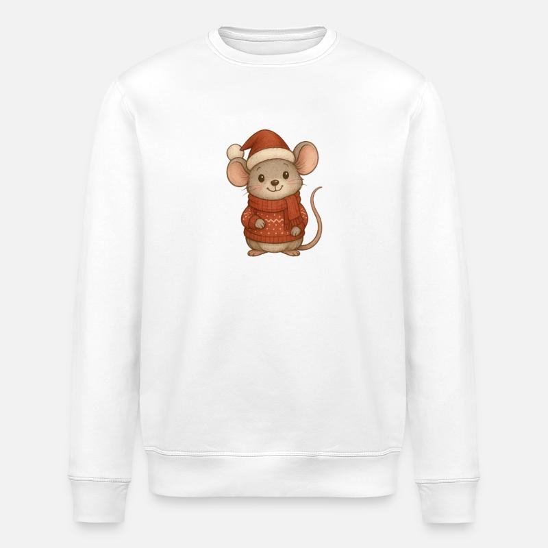 Maus_Weihnachts - Stanley/Stella Unisex Bio-Sweatshirt ROLLER - Weiß
