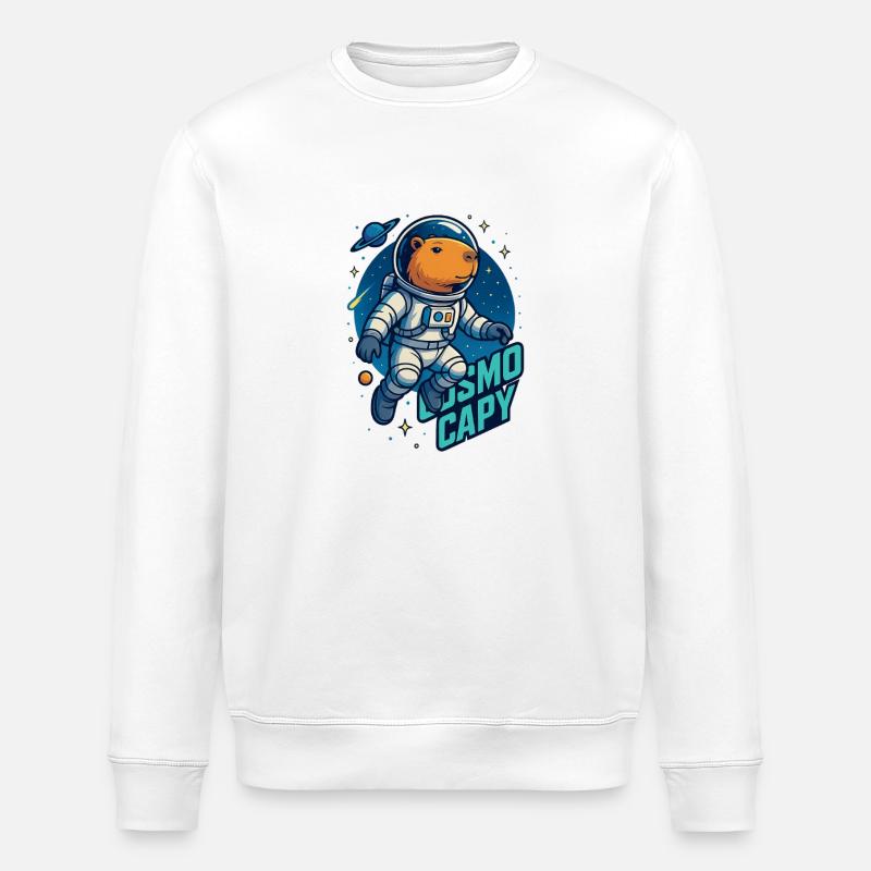 Cosmo Capy – Romkapybara-skjorte 🚀 - Stanley/Stella ROLLER økologisk unisex-sweatshirt - hvit