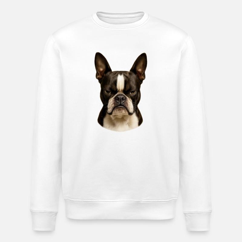 Vue impressionnante sur le Boston Terrier - Sweat bio ROLLER Stanley/Stella Unisexe - blanc