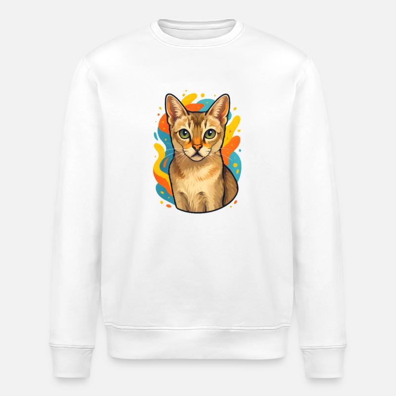 Singapura Katze Farbexplosion - Stanley/Stella Unisex Bio-Sweatshirt ROLLER - Weiß