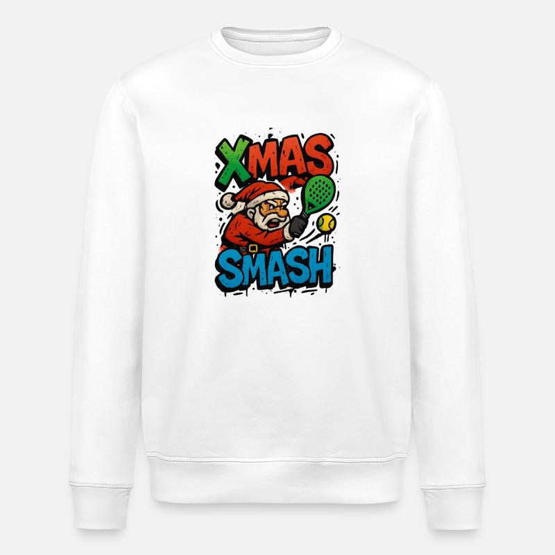 Xmas Smash Santa Padel - Stanley/Stella Unisex Bio-Sweatshirt ROLLER - Weiß
