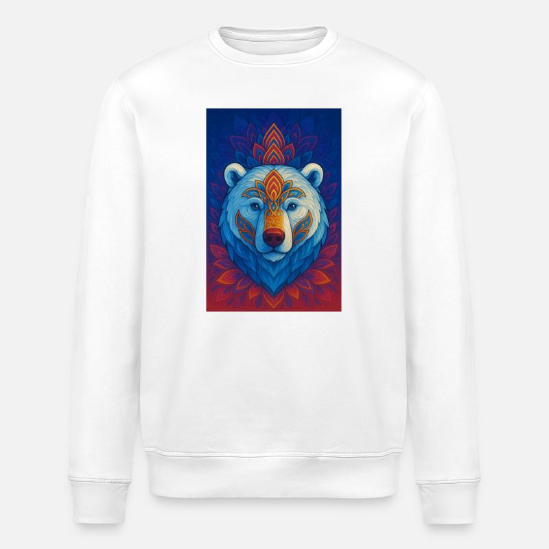 Mandala de l’Ours Bleu - Sweat bio ROLLER Stanley/Stella Unisexe - blanc