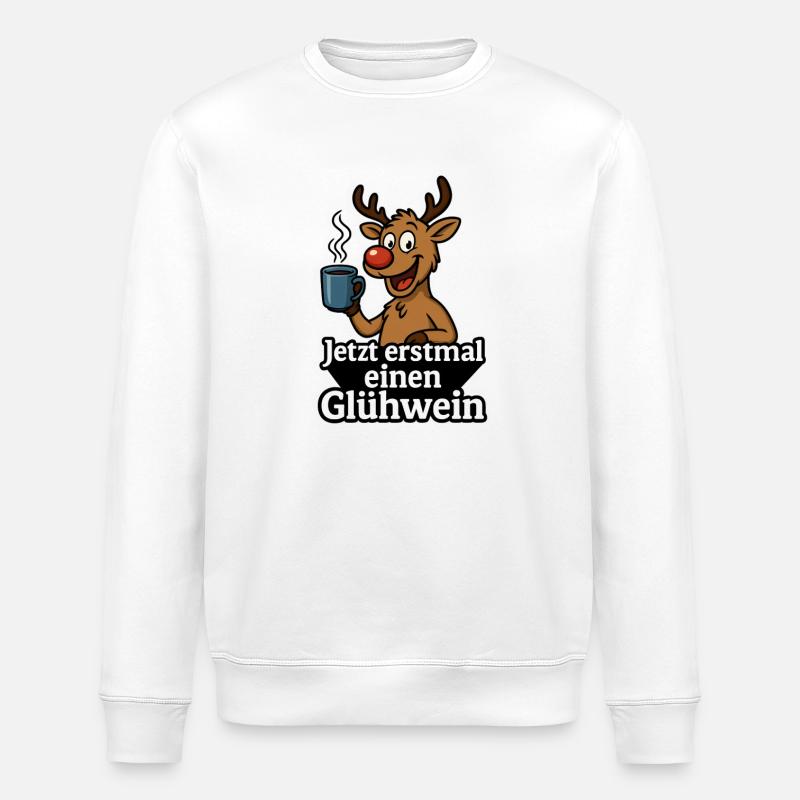 Drôle de renne de vin chaud - Sweat bio ROLLER Stanley/Stella Unisexe - blanc