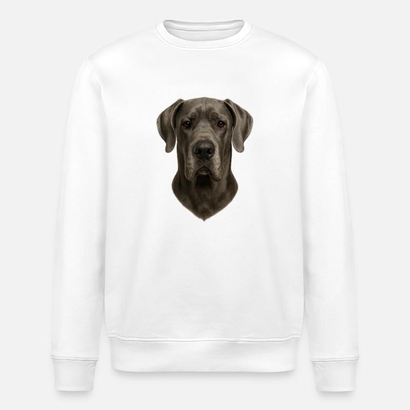 Grauer Hund Kopfportrait - Stanley/Stella Unisex Bio-Sweatshirt ROLLER - Weiß