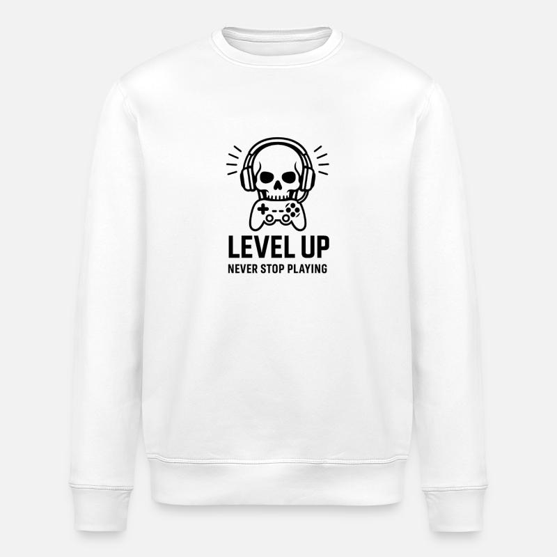 Level Up Schädel Gaming Headset - Stanley/Stella Unisex Bio-Sweatshirt ROLLER - Weiß