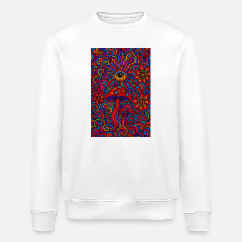 Œil psychédélique et champignons - Sweat bio ROLLER Stanley/Stella Unisexe - blanc