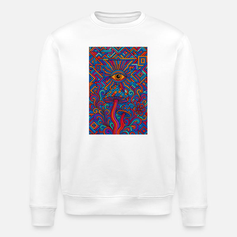 Psychedelisches Auge und Pilze - Stanley/Stella Unisex Bio-Sweatshirt ROLLER - Weiß