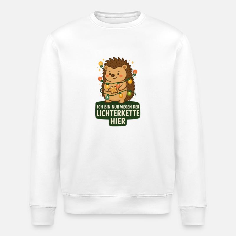 Igel mit Lichterkette - Stanley/Stella Unisex Bio-Sweatshirt ROLLER - Weiß