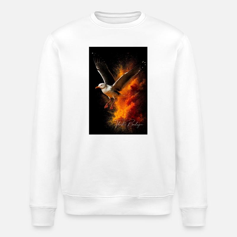 Möwenflug vor Feuerstaub - Stanley/Stella Unisex Bio-Sweatshirt ROLLER - Weiß