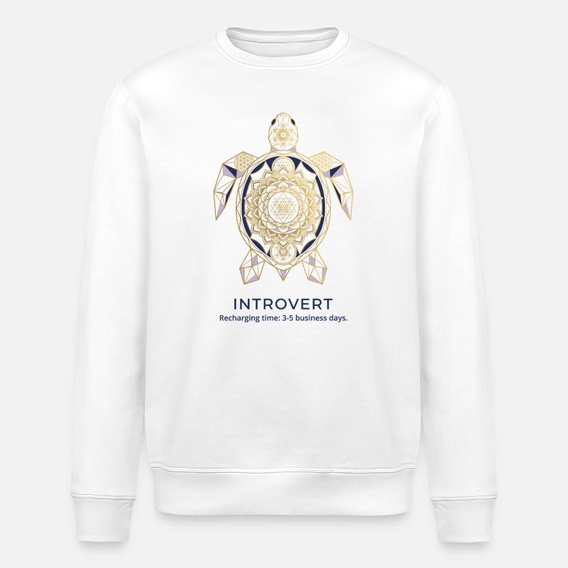 Geometrische Schildkröte Mandala Introvert - Stanley/Stella Unisex Bio-Sweatshirt ROLLER - Weiß