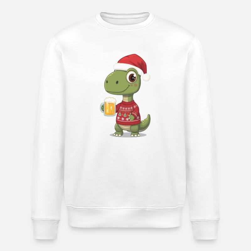 Dino Weihnachts-Festpullover - Stanley/Stella Unisex Bio-Sweatshirt ROLLER - Weiß