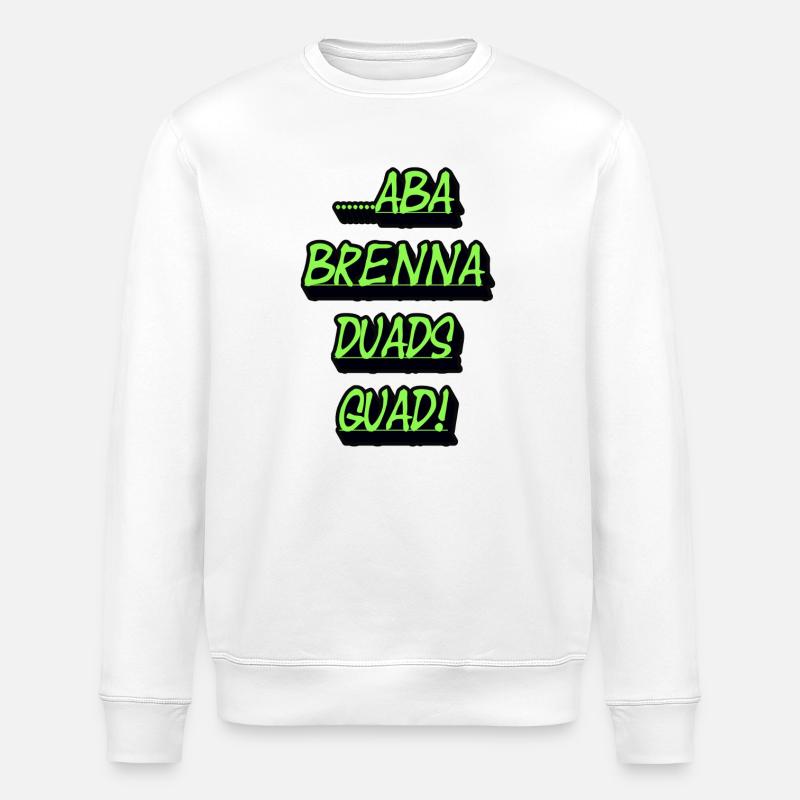 Neon-Grün Textblock Quad Duads - Stanley/Stella Unisex Bio-Sweatshirt ROLLER - Weiß