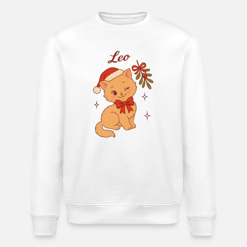 Weihnachtskätzchen Leo - Stanley/Stella Unisex Bio-Sweatshirt ROLLER - Weiß