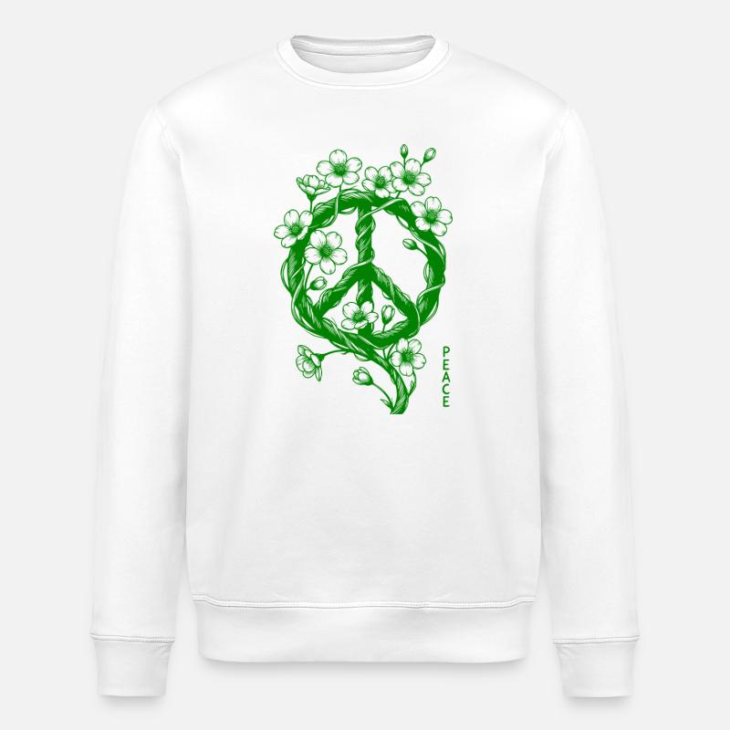 Blüten Peace Symbol - Stanley/Stella Unisex Bio-Sweatshirt ROLLER - Weiß