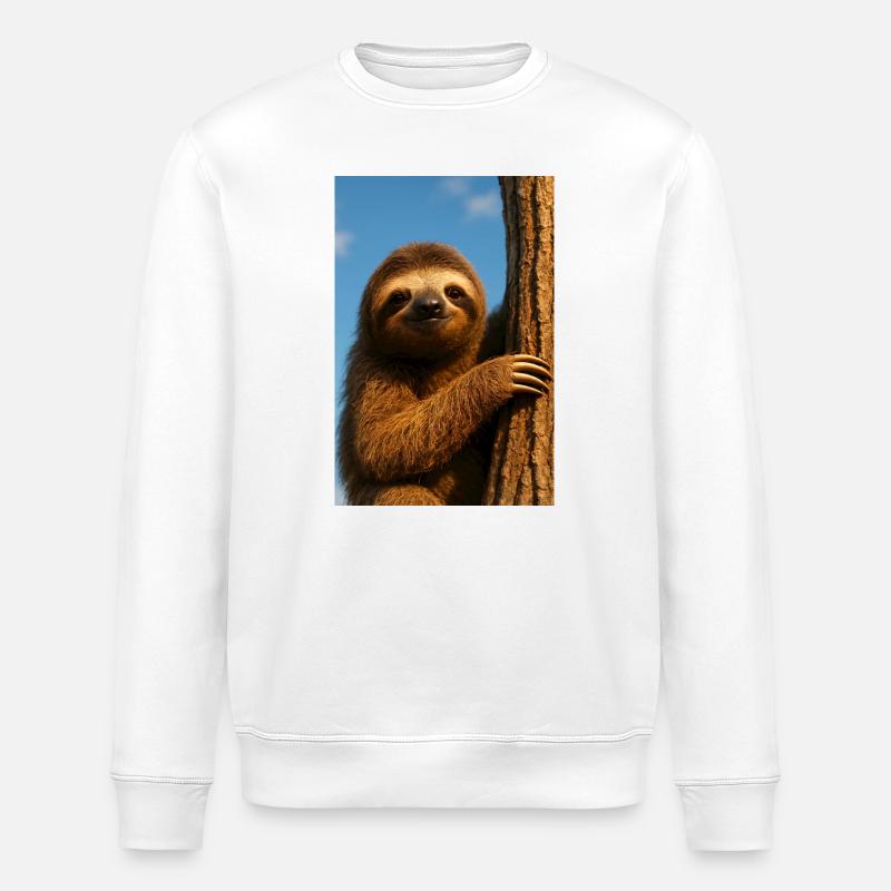 Sunlit sloth tree - Stanley/Stella ROLLER Unisex Organic Sweatshirt - white