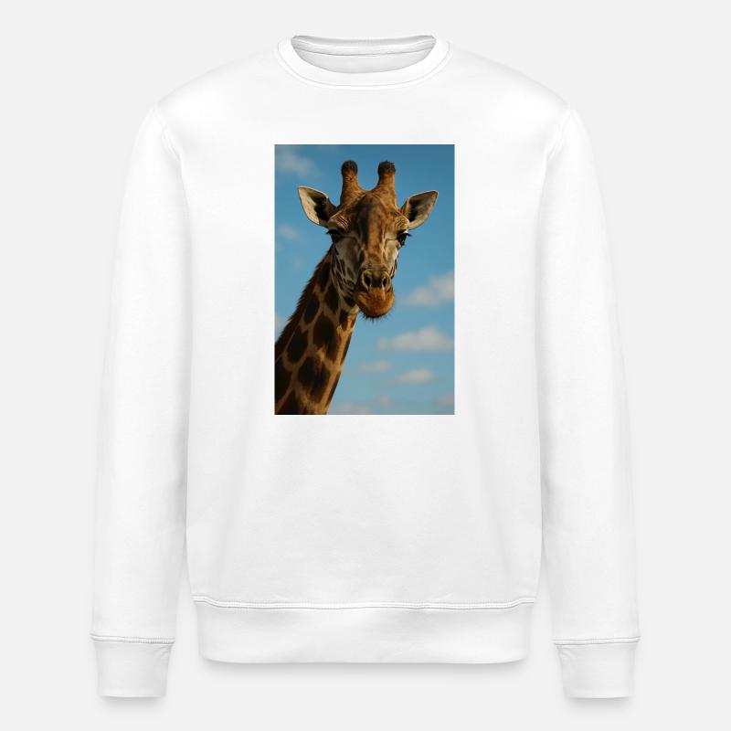 Giraffengesicht vor blauem Himmel - Stanley/Stella Unisex Bio-Sweatshirt ROLLER - Weiß