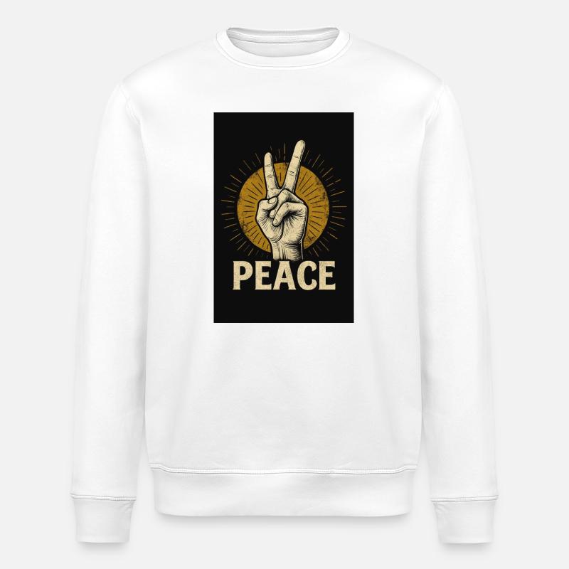 Peace Hand Rétro Design - Sweat bio ROLLER Stanley/Stella Unisexe - blanc