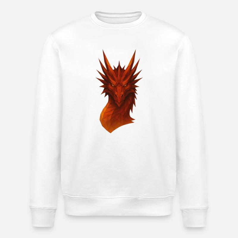 Flammender Lowpoly Drache - Stanley/Stella Unisex Bio-Sweatshirt ROLLER - Weiß